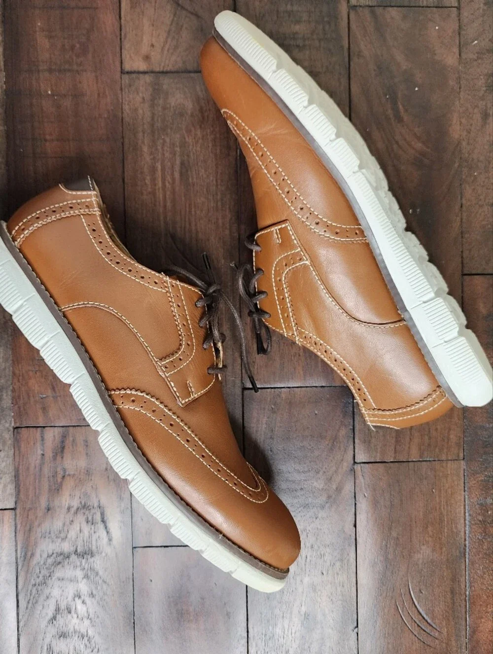 Johnston & Murphy Boys Brown Leather Wingtip Oxford BK Holden Dress Shoes Sz6